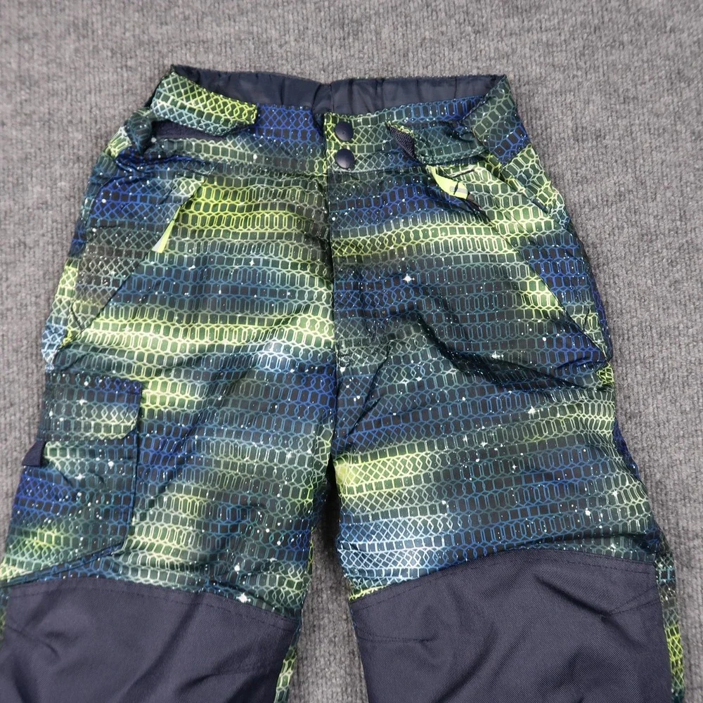 Champion Pants Youth Small 6-7 Blue Green Camo Pattern Snow Ski Insulated Winter